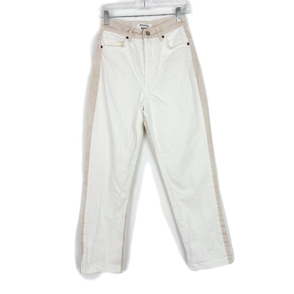 Reformation Sandy Tonal Reworked High Rise Relaxed Straight Jeans Size 25 GUC - Picture 2 of 11